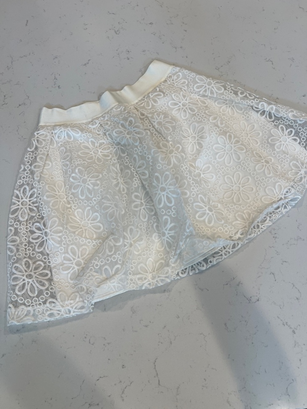bebe White Floral Eyelet lace overlay Skirt